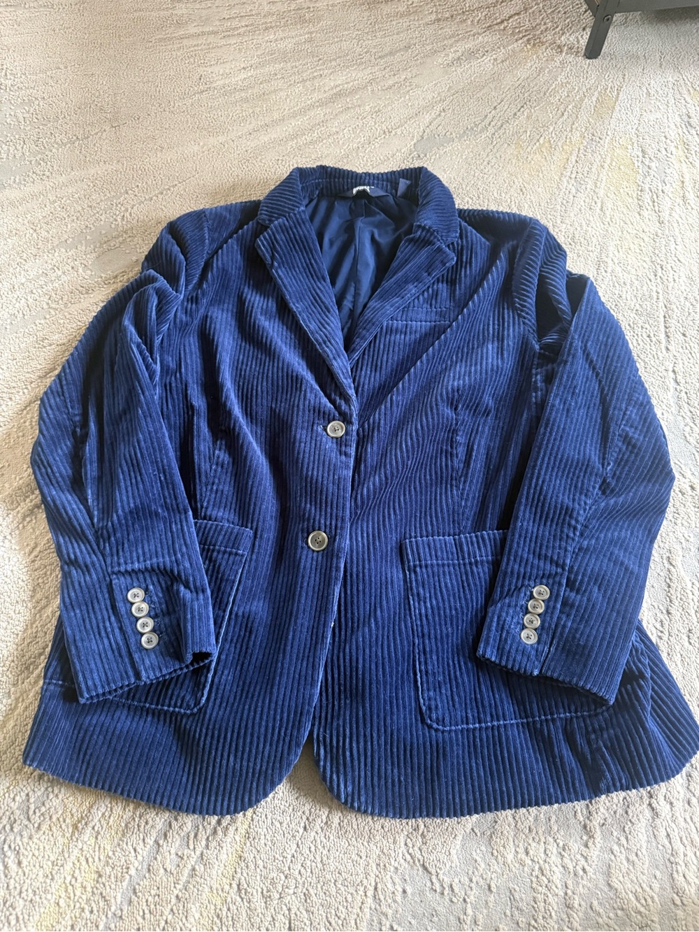 Lands' End blue Wide Wale Corduroy Blazer Jacket preppy 1X